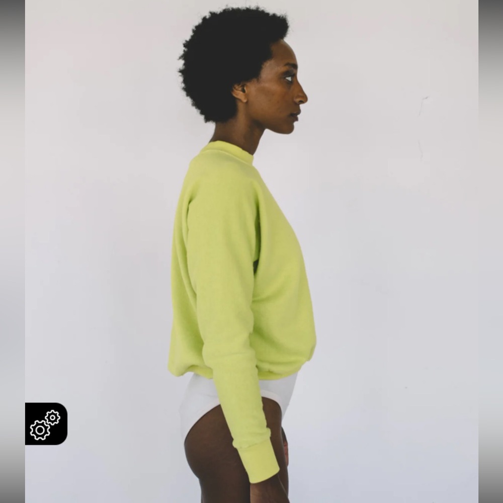 Aliya Wanek Citron Cotton Ami Crewneck Sweatshirt size small - Picture 2 of 9